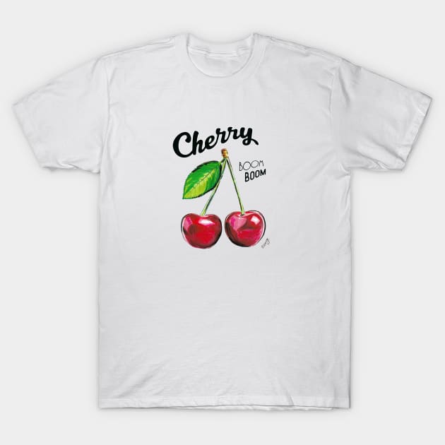 Cherry boom, boom! T-Shirt by Viktoria Love Art